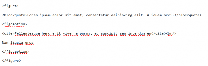 Exemple of figure with blockquote and figcation in the WordPress Code Editor